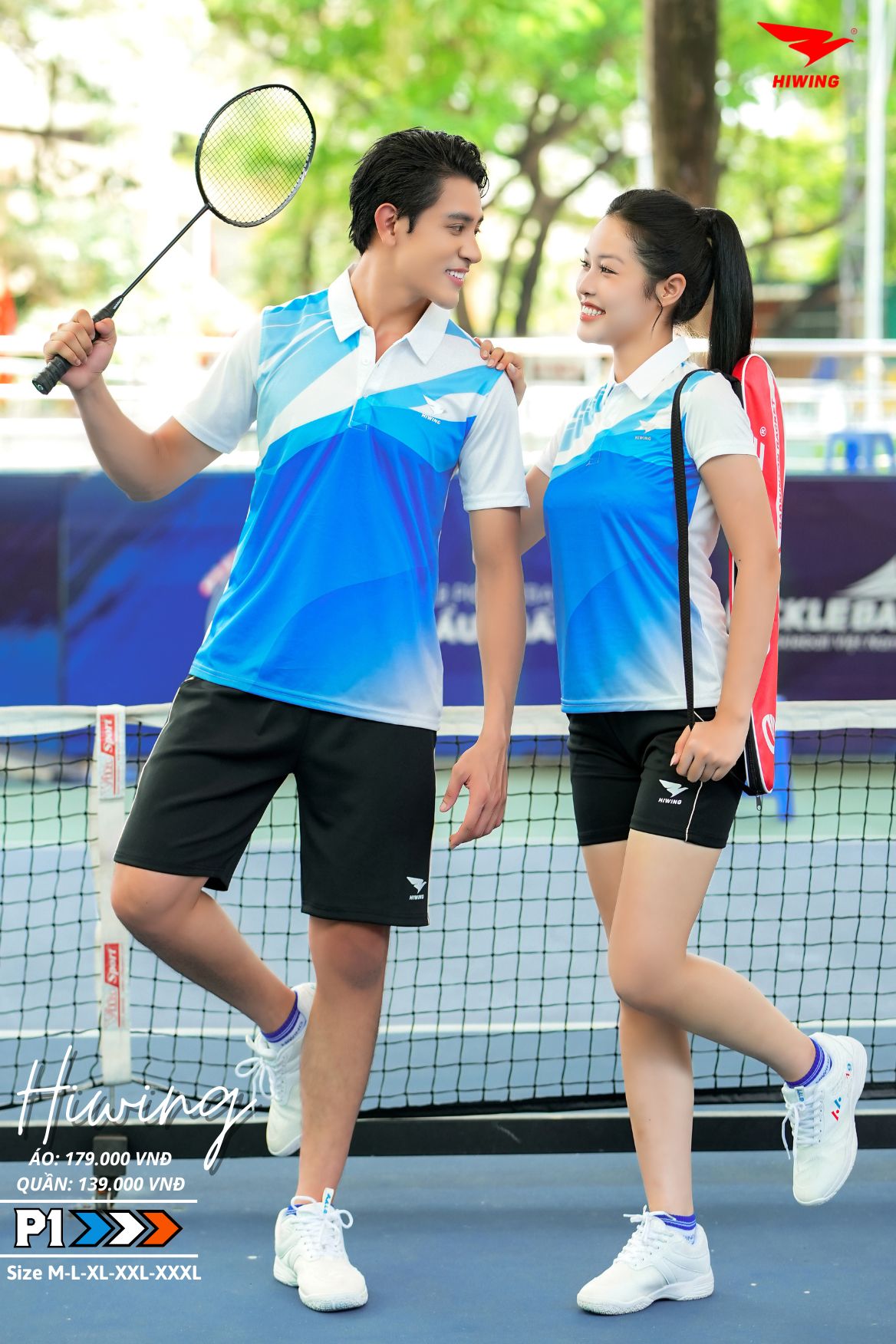 Áo cầu lông Pickleball tenis Nam Hiwing P1 Màu trắng